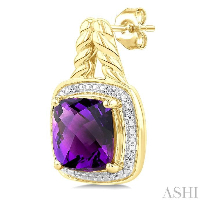 ASHI Gold Vermeil Cushion Shape Gemstone & Diamond Earrings 899A9PPSSAMSLER-CUGV