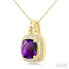 ASHI Gold Vermeil Cushion Shape Gemstone & Diamond Pendant 899A9PPSSAMSLPD-CUGV