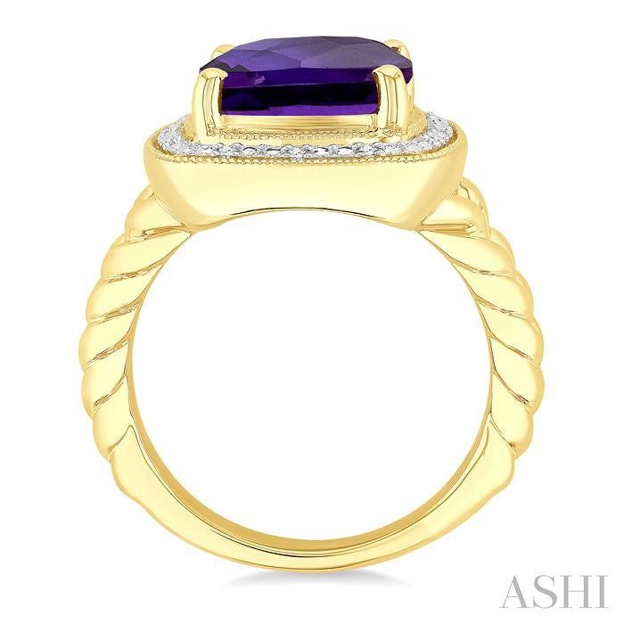 ASHI Gold Vermeil Cushion Shape Gemstone & Diamond Ring 899A9PPSSAMSLRG-CUGV