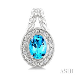 ASHI Silver Oval Shape Gemstone & Diamond Earrings 899A9PPSSBTSLER-OV