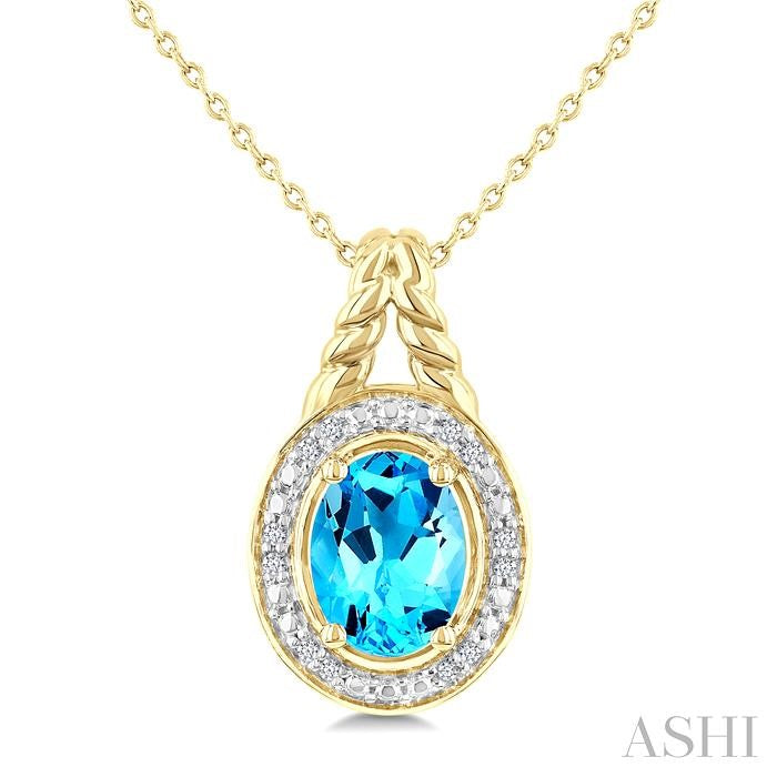 ASHI Gold Vermeil Oval Shape Gemstone & Diamond Pendant 899A9PPSSBTSLPD-OVGV