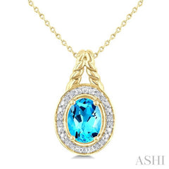 ASHI Gold Vermeil Oval Shape Gemstone & Diamond Pendant 899A9PPSSBTSLPD-OVGV