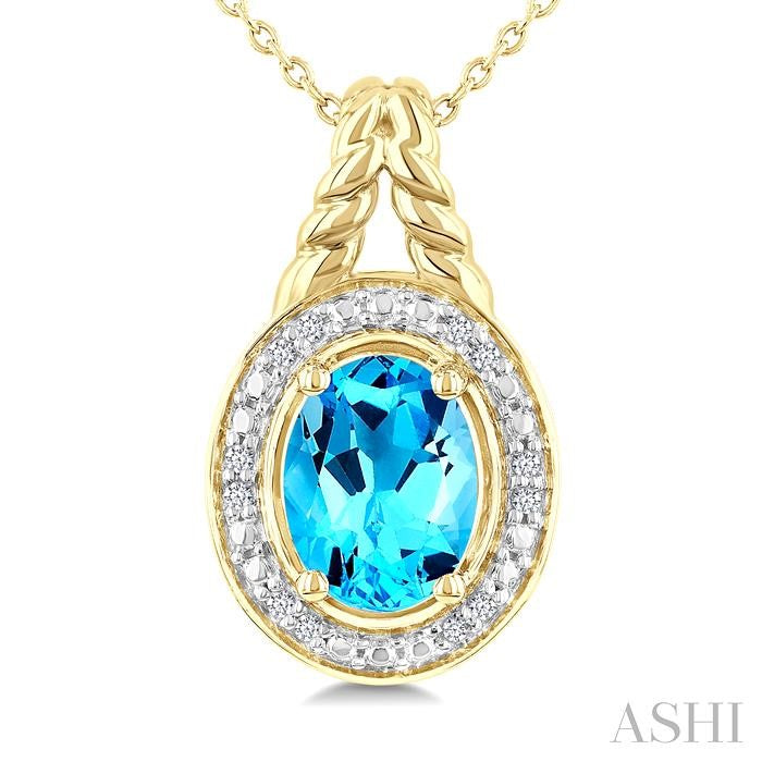 ASHI Gold Vermeil Oval Shape Gemstone & Diamond Pendant 899A9PPSSBTSLPD-OVGV