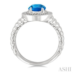 ASHI Silver Oval Shape Gemstone & Diamond Ring 899A9PPSSBTSLRG-OV