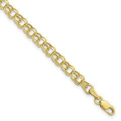 Quality Gold 10k 8in 4.5mm Hollow Diamond-cut Double Link Charm Bracelet 10DOH21