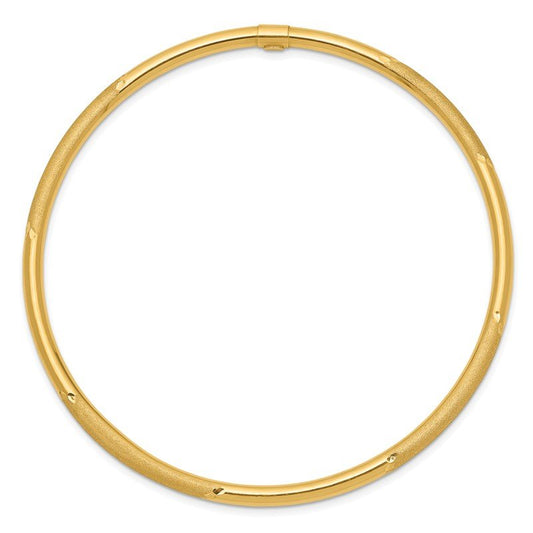 Quality Gold 14k 3mm Polished and Satin Finish Slip-on Bangle DB479