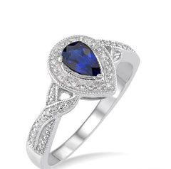 Parkplace Jewelers Silver Pear Shape Gemstone & Diamond Ring 88649PPSSSPSLRG