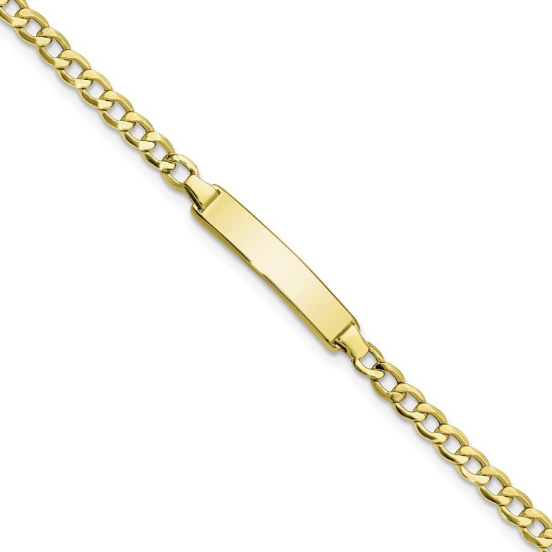 Quality Gold 10k Semi-solid Curb Link ID Bracelet 10DCID138