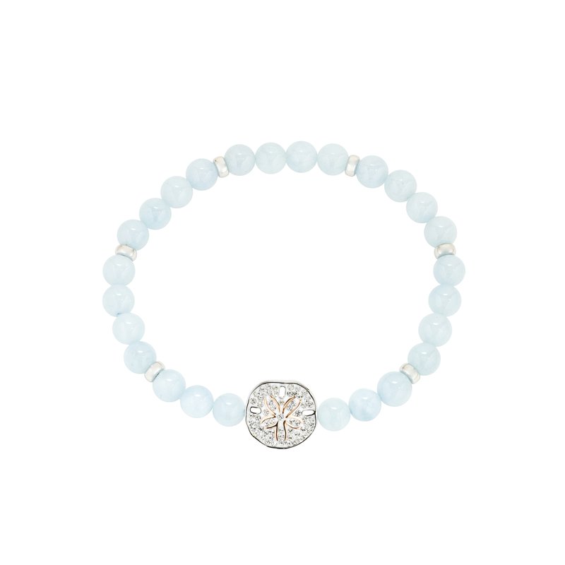 Ocean aquamarine sand dollar stretch bracelet