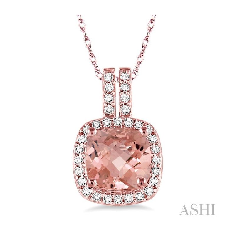 ASHI Cushion Shape Gemstone & Halo Diamond Pendant 61827PPFNPDMOPG