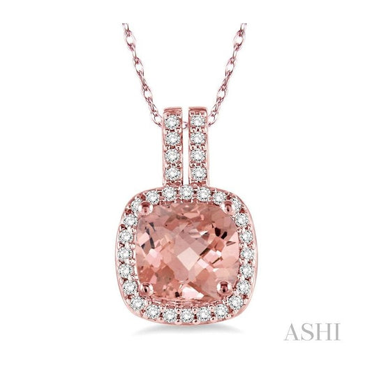 ASHI Cushion Shape Gemstone & Halo Diamond Pendant 61827PPFNPDMOPG