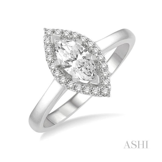 ASHI Marquise Shape Halo Diamond Engagement Ring 254M3PPFHWG-LE