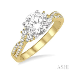ASHI Round Shape Semi-Mount Diamond Engagement Ring 227G5PPFVYW-SM