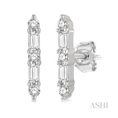 ASHI Vertical Bar Petite Baguette Diamond Fashion Earrings 641D8PPTGERWG