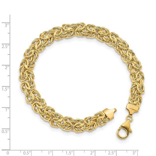 Quality Gold 14K Polished Fancy Byzantine Link Bracelet SF2731-8