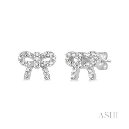 ASHI Bow Petite Diamond Fashion Earrings 646B8PPFSERWG