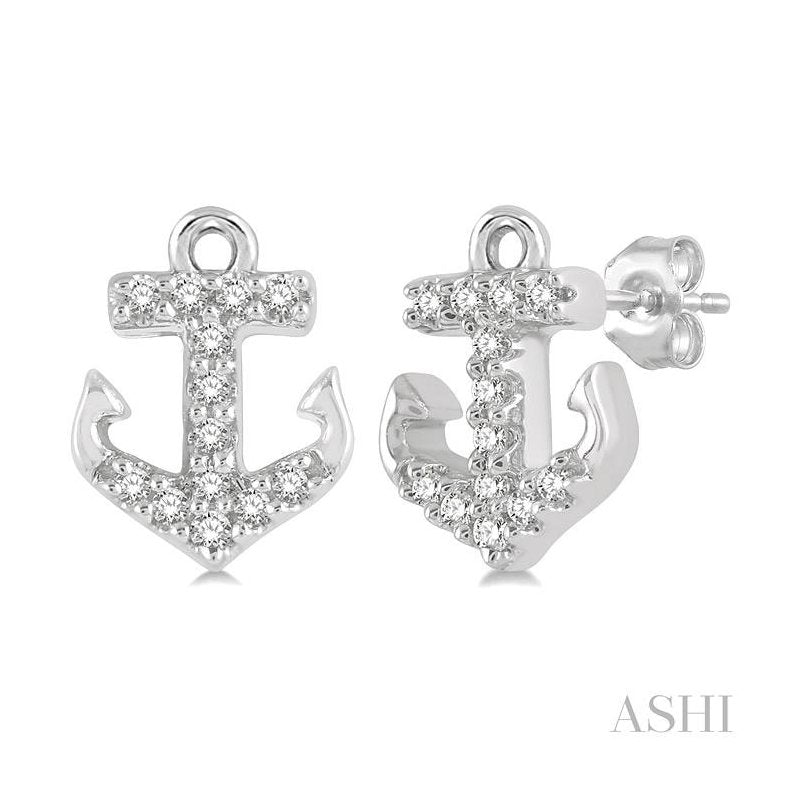 ASHI Anchor Petite Diamond Fashion Earrings 645C9PPFSERWG