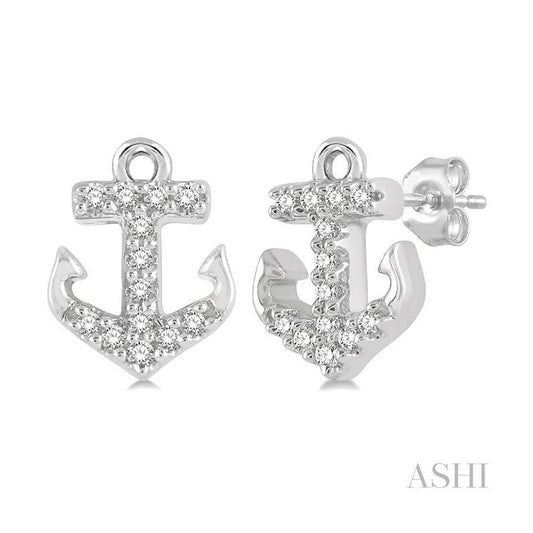 ASHI Anchor Petite Diamond Fashion Earrings 645C9PPFSERWG