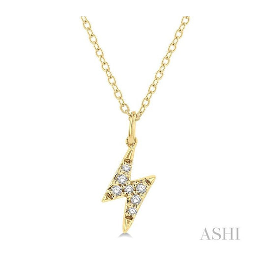 ASHI Lightning Bolt Petite Diamond Fashion Pendant 640A8PPFSPDYG