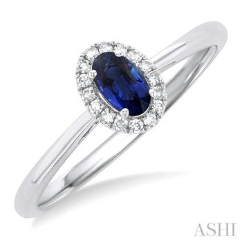 ASHI Oval Shape Gemstone & Halo Diamond Ring 41279PPTSSPWG-OV