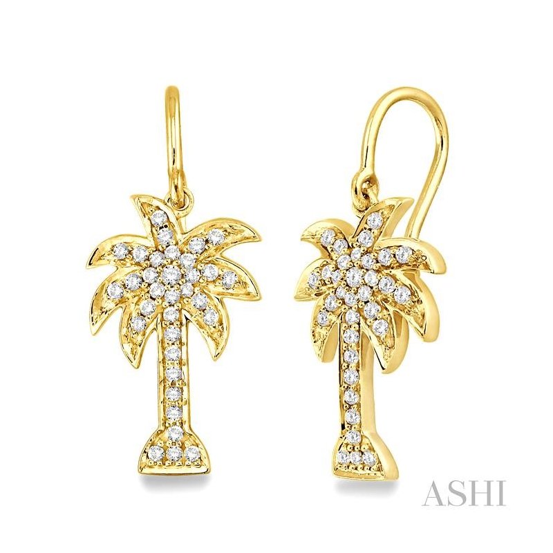 ASHI Palm Tree Diamond Fashion Earrings 63783PPFXERYG