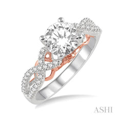 ASHI Round Shape Semi-Mount Diamond Engagement Ring 17025PPFRWP-SM