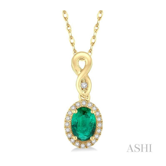 ASHI Oval Shape Gemstone & Halo Diamond Pendant 57098PPTSPDEMYG