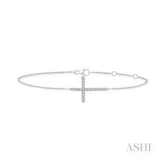 ASHI Sideway Cross Petite Diamond Fashion Chain Bracelet 713E0PPTSWG