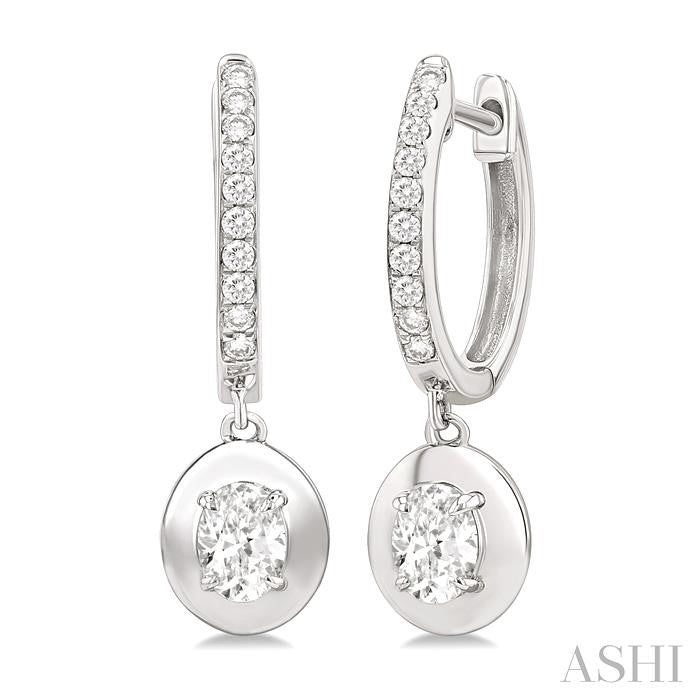 ASHI Oval Shape Diamond Huggie Fashion Earrings 900G3PPFGERWG-OV