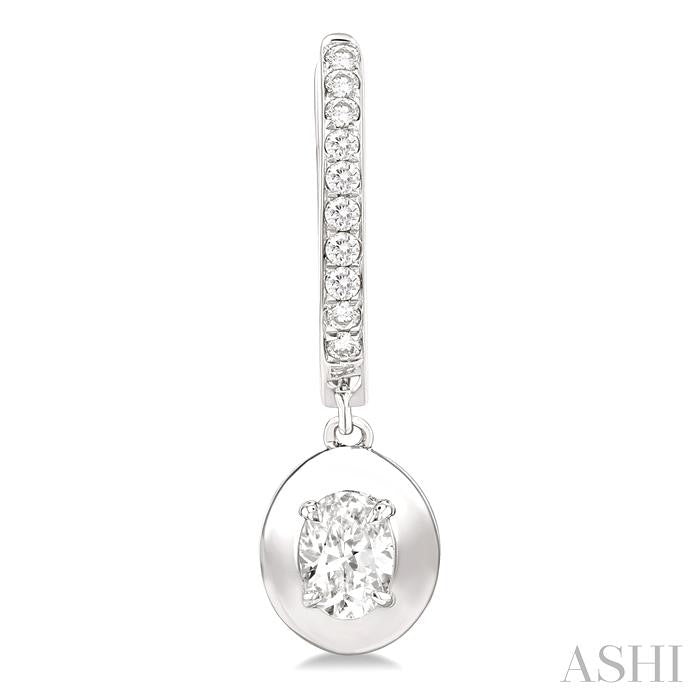 ASHI Oval Shape Diamond Huggie Fashion Earrings 900G3PPFGERWG-OV
