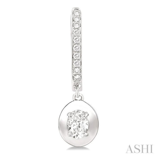 ASHI Oval Shape Diamond Huggie Fashion Earrings 900G3PPFGERWG-OV
