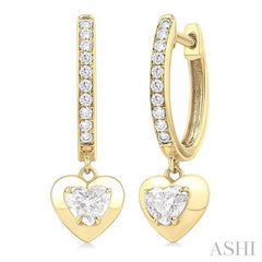 ASHI Heart Shape Diamond Huggie Fashion Earrings 900G3PPFGERYG-HT