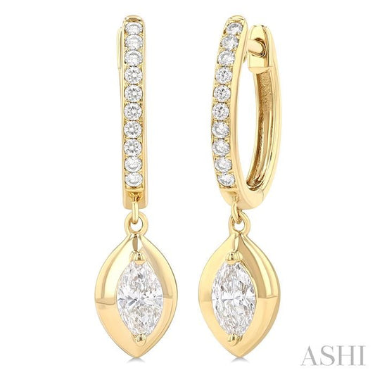 ASHI Marquise Shape Diamond Huggie Fashion Earrings 900G3PPFGERYG-MQ