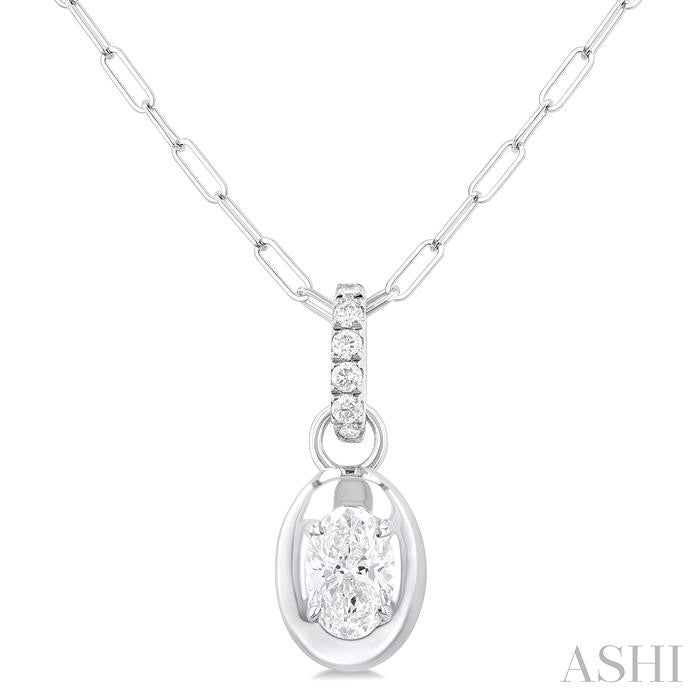 ASHI Oval Shape Paperclip Diamond Fashion Pendant 900G6PPFGPDWG-OV