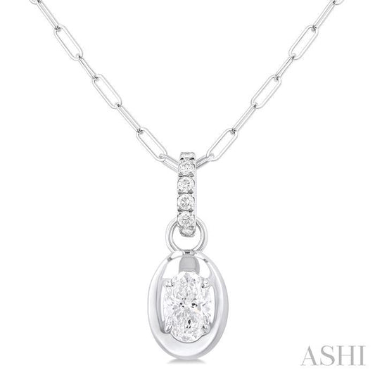 ASHI Oval Shape Paperclip Diamond Fashion Pendant 900G6PPFGPDWG-OV