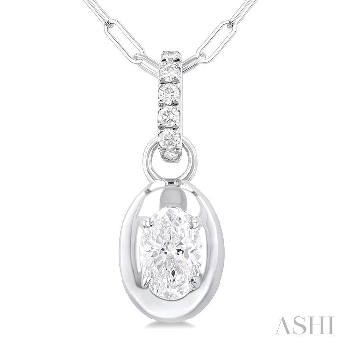 ASHI Oval Shape Paperclip Diamond Fashion Pendant 900G6PPFGPDWG-OV