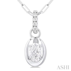 ASHI Oval Shape Paperclip Diamond Fashion Pendant 900G6PPFGPDWG-OV