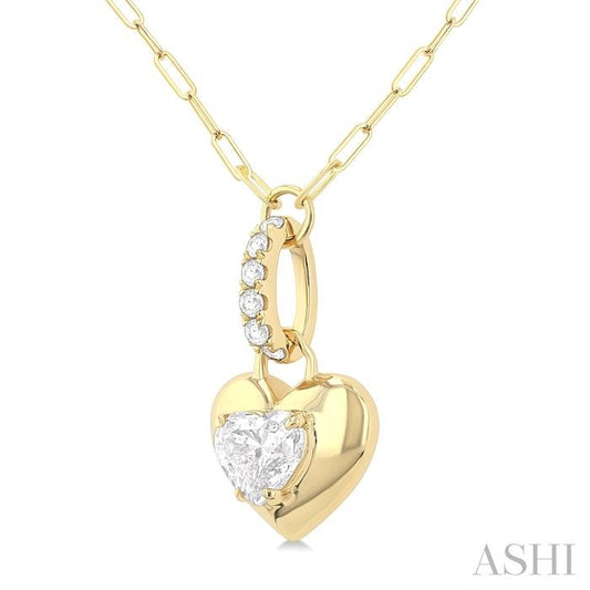 ASHI Heart Shape Paperclip Diamond Fashion Pendant 900G6PPFGPDYG-HT