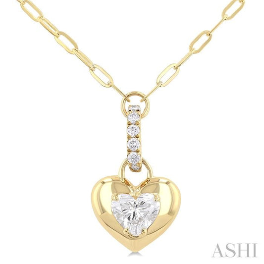 ASHI Heart Shape Paperclip Diamond Fashion Pendant 900G6PPFGPDYG-HT