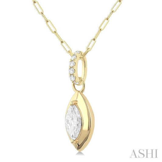 ASHI Marquise Shape Paperclip Diamond Fashion Pendant 900G6PPFGPDYG-MQ
