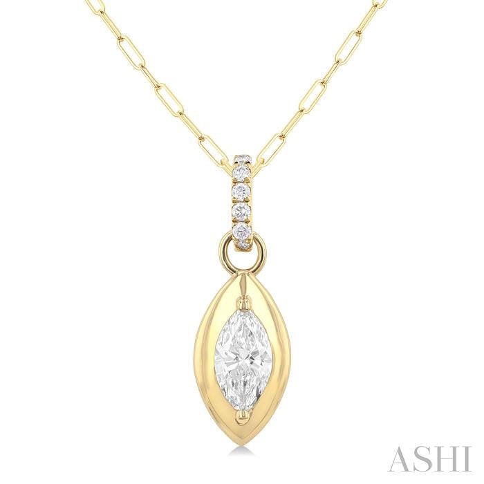 ASHI Marquise Shape Paperclip Diamond Fashion Pendant 900G6PPFGPDYG-MQ