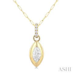 ASHI Marquise Shape Paperclip Diamond Fashion Pendant 900G6PPFGPDYG-MQ