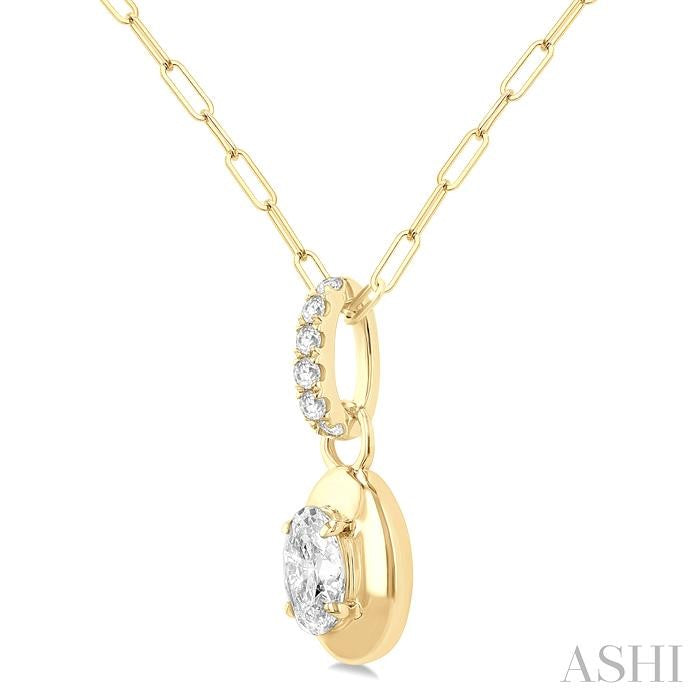 ASHI Oval Shape Paperclip Diamond Fashion Pendant 900G6PPFGPDYG-OV