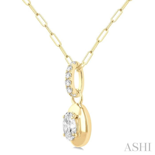 ASHI Oval Shape Paperclip Diamond Fashion Pendant 900G6PPFGPDYG-OV