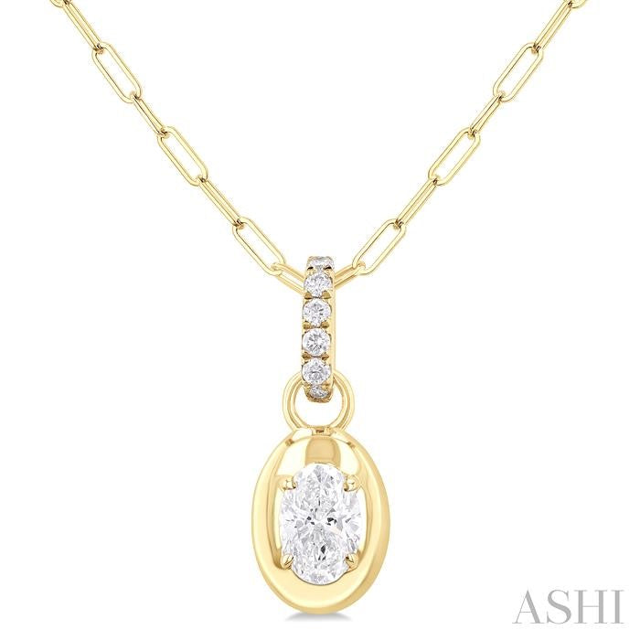 ASHI Oval Shape Paperclip Diamond Fashion Pendant 900G6PPFGPDYG-OV