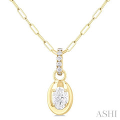 ASHI Oval Shape Paperclip Diamond Fashion Pendant 900G6PPFGPDYG-OV