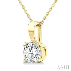 ASHI Round Shape Diamond Solitaire Pendant 90221PPFGPDYG