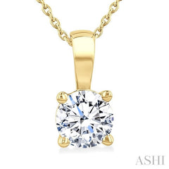 ASHI Round Shape Diamond Solitaire Pendant 90221PPFGPDYG