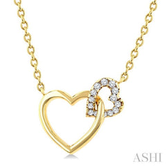 ASHI Heart Interlock Petite Diamond Fashion Pendant 902H8PPTGPDYG