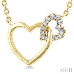 ASHI Heart Interlock Petite Diamond Fashion Pendant 902H8PPTGPDYG